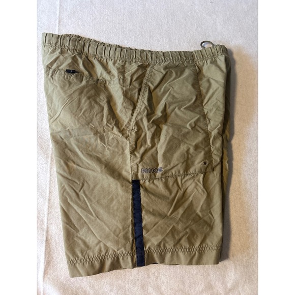 Nike Other - Nike Athletic Shorts Mens Large Khaki Tan Navy Stripe Excellent Mesh Lined